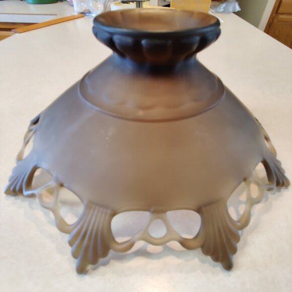 Westmoreland Brown Mist Satin Glass Lace Edge Centerpiece Bowl - Ring & Petal - Picture 9 of 12